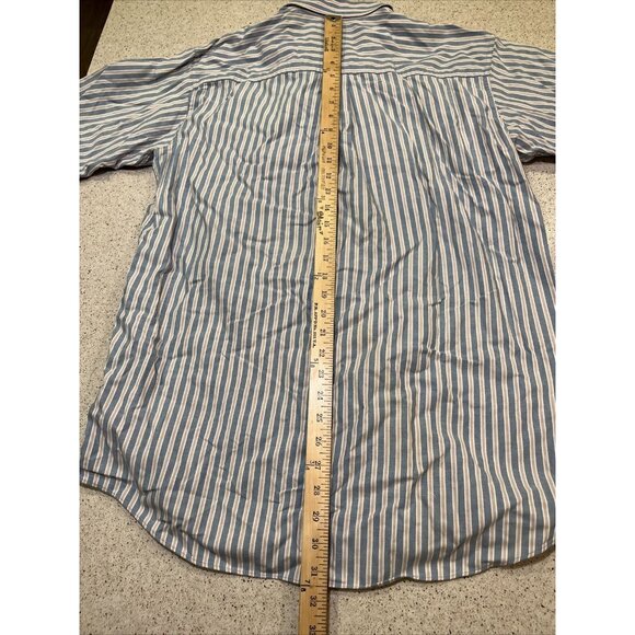 Ll Bean Used Short Sleeved Button Up Shirt Size Men’s Medium Tall Blue - Picture 6 of 6